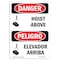 Signmission Safety Sign, OSHA Danger, 5" Height, Hoist Above, Bilingual Spanish OS-DS-D-35-VS-1356 - alternate 1